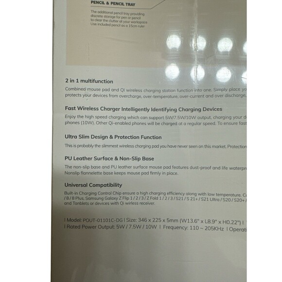 Pout Hand 3 Pro Wireless Charging Mouse Pad Qi-Enabled Fast Charger Desk Mat - Picture 7 of 8